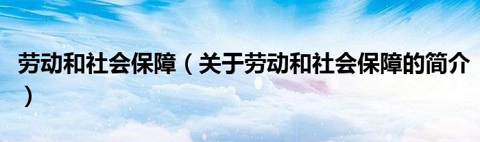 勞動和社會保障（關于勞動和社會保障的簡介）