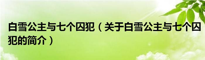 白雪公主與七個(gè)囚犯（關(guān)于白雪公主與七個(gè)囚犯的簡(jiǎn)介）