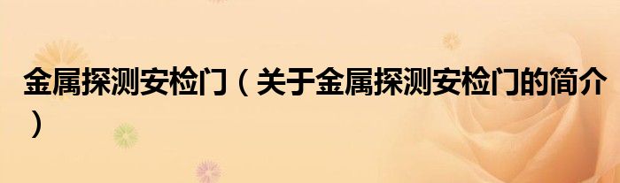 金屬探測安檢門（關于金屬探測安檢門的簡介）