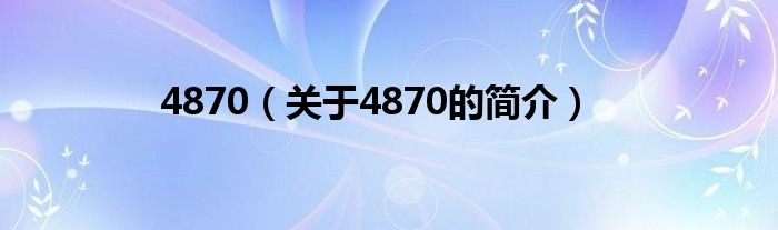 4870（關(guān)于4870的簡介）