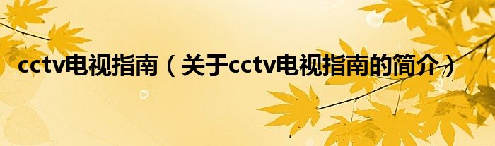 cctv電視指南（關于cctv電視指南的簡介）