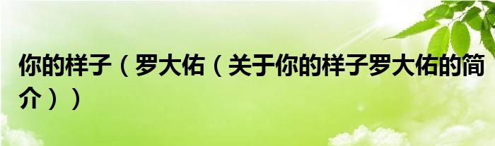 你的樣子（羅大佑（關(guān)于你的樣子羅大佑的簡(jiǎn)介））