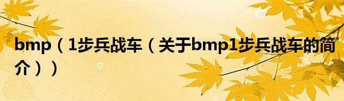 bmp（1步兵戰(zhàn)車（關(guān)于bmp1步兵戰(zhàn)車的簡(jiǎn)介））