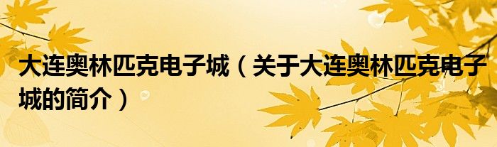 大連奧林匹克電子城（關(guān)于大連奧林匹克電子城的簡(jiǎn)介）