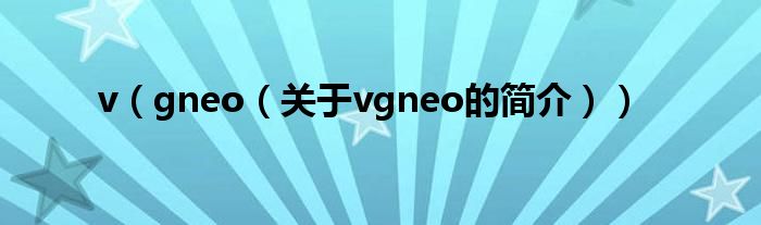 v（gneo（關(guān)于vgneo的簡介））