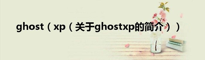 ghost（xp（關(guān)于ghostxp的簡(jiǎn)介））