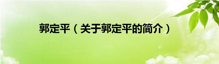 郭定平（關于郭定平的簡介）