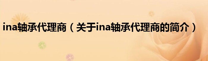 ina軸承代理商（關(guān)于ina軸承代理商的簡介）