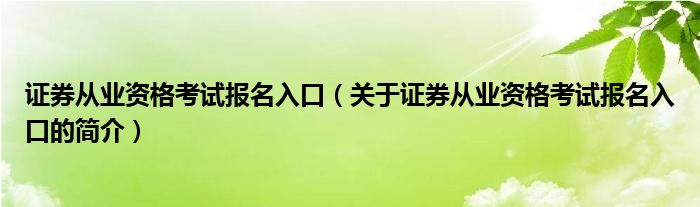 證券從業(yè)資格考試報(bào)名入口（關(guān)于證券從業(yè)資格考試報(bào)名入口的簡介）