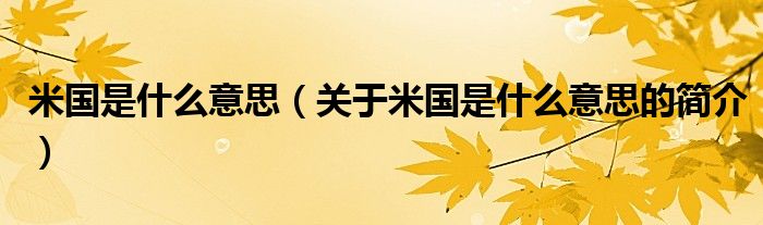 米國(guó)是什么意思（關(guān)于米國(guó)是什么意思的簡(jiǎn)介）