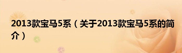 2013款寶馬5系（關(guān)于2013款寶馬5系的簡(jiǎn)介）