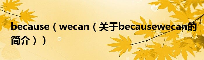 because（wecan（關(guān)于becausewecan的簡(jiǎn)介））