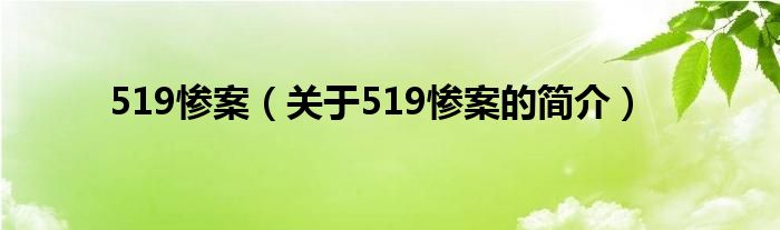 519慘案（關(guān)于519慘案的簡介）