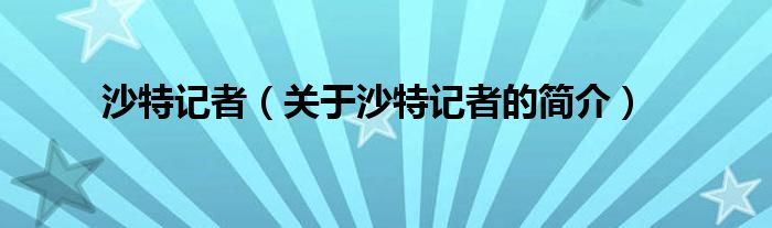 沙特記者（關(guān)于沙特記者的簡介）