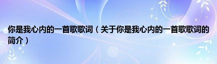 你是我心內的一首歌歌詞（關于你是我心內的一首歌歌詞的簡介）