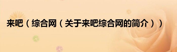 來(lái)吧（綜合網(wǎng)（關(guān)于來(lái)吧綜合網(wǎng)的簡(jiǎn)介））