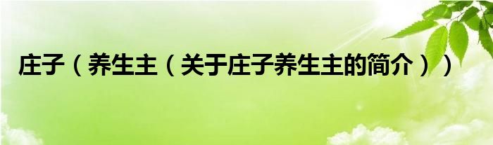 莊子（養(yǎng)生主（關(guān)于莊子養(yǎng)生主的簡介））