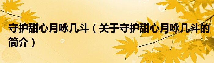 守護甜心月詠幾斗（關于守護甜心月詠幾斗的簡介）