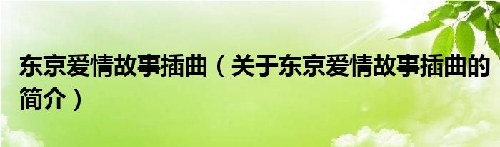 東京愛情故事插曲（關(guān)于東京愛情故事插曲的簡介）