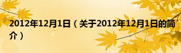 2012年12月1日（關(guān)于2012年12月1日的簡介）