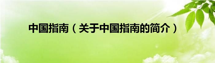 中國(guó)指南（關(guān)于中國(guó)指南的簡(jiǎn)介）