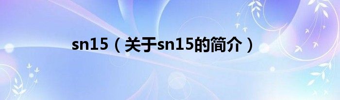 sn15（關(guān)于sn15的簡(jiǎn)介）