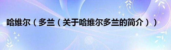 哈維爾（多蘭（關(guān)于哈維爾多蘭的簡(jiǎn)介））