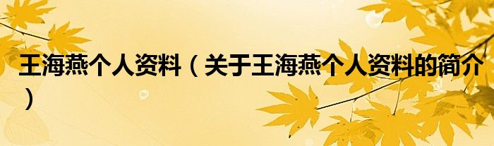 王海燕個人資料（關(guān)于王海燕個人資料的簡介）