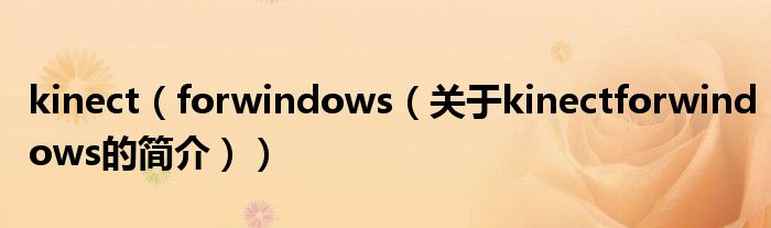 kinect（forwindows（關(guān)于kinectforwindows的簡介））