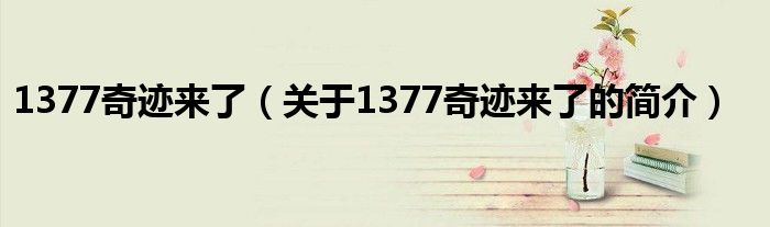 1377奇跡來(lái)了（關(guān)于1377奇跡來(lái)了的簡(jiǎn)介）