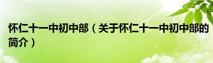 懷仁十一中初中部（關(guān)于懷仁十一中初中部的簡介）