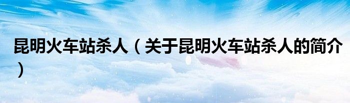 昆明火車站殺人（關(guān)于昆明火車站殺人的簡介）