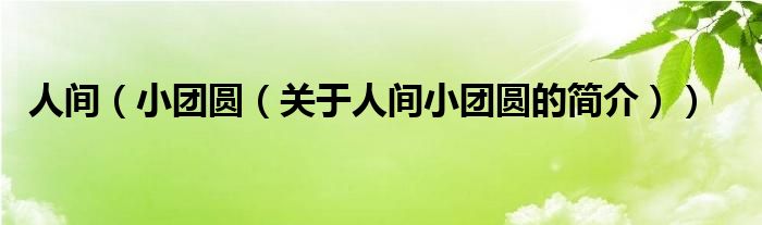 人間（小團(tuán)圓（關(guān)于人間小團(tuán)圓的簡介））