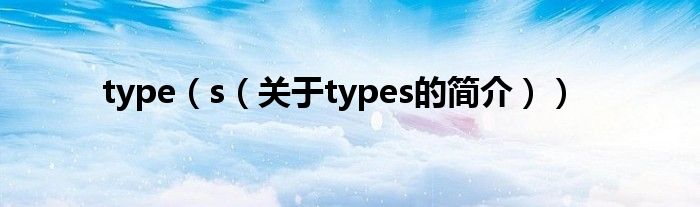 type（s（關(guān)于types的簡(jiǎn)介））