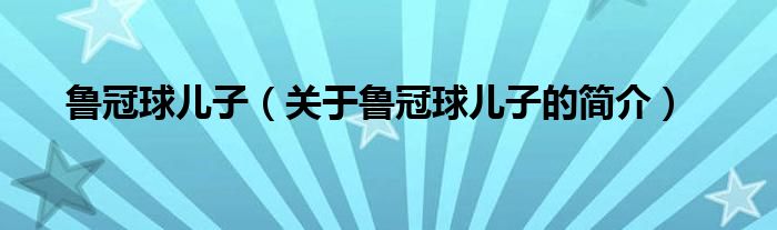 魯冠球兒子（關(guān)于魯冠球兒子的簡(jiǎn)介）