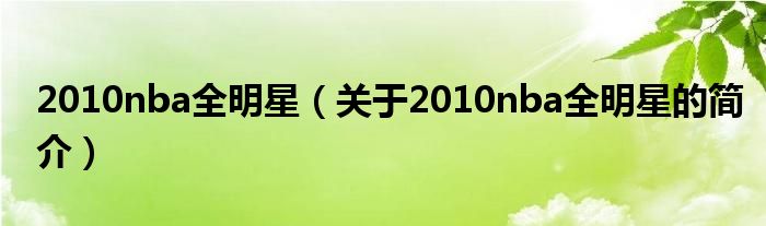 2010nba全明星（關(guān)于2010nba全明星的簡介）