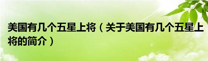 美國有幾個(gè)五星上將（關(guān)于美國有幾個(gè)五星上將的簡介）