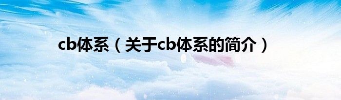 cb體系（關(guān)于cb體系的簡介）