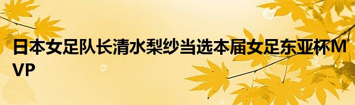 日本女足隊長清水梨紗當選本屆女足東亞杯MVP