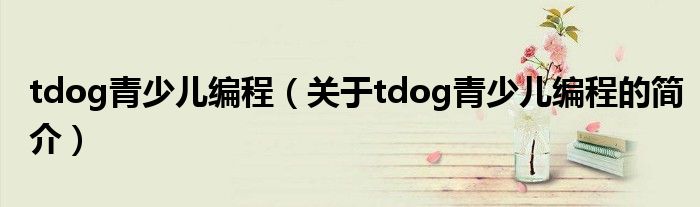 tdog青少兒編程（關(guān)于tdog青少兒編程的簡介）