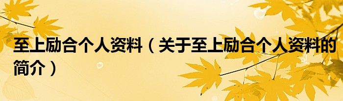 至上勵合個人資料（關(guān)于至上勵合個人資料的簡介）