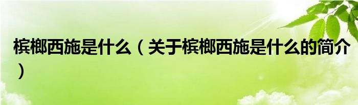 檳榔西施是什么（關于檳榔西施是什么的簡介）