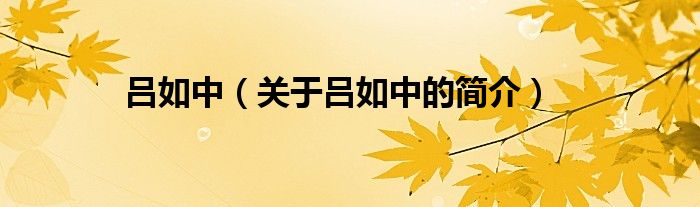 呂如中（關(guān)于呂如中的簡(jiǎn)介）