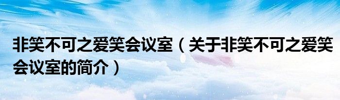 非笑不可之愛笑會議室（關于非笑不可之愛笑會議室的簡介）