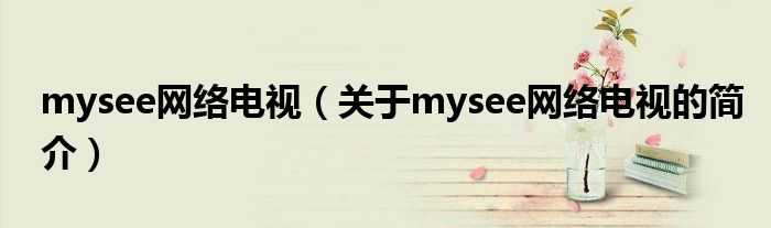 mysee網(wǎng)絡(luò)電視（關(guān)于mysee網(wǎng)絡(luò)電視的簡(jiǎn)介）