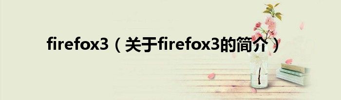 firefox3（關(guān)于firefox3的簡(jiǎn)介）