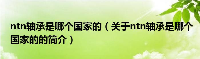 ntn軸承是哪個(gè)國(guó)家的（關(guān)于ntn軸承是哪個(gè)國(guó)家的的簡(jiǎn)介）