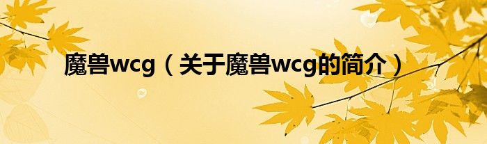 魔獸wcg（關(guān)于魔獸wcg的簡介）