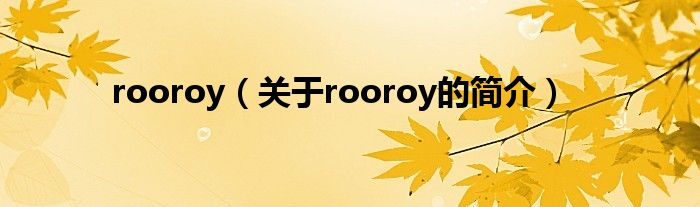 rooroy（關(guān)于rooroy的簡介）