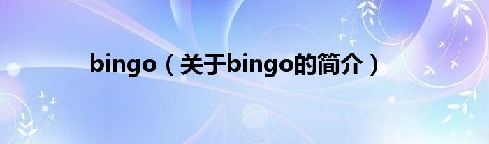 bingo（關(guān)于bingo的簡(jiǎn)介）